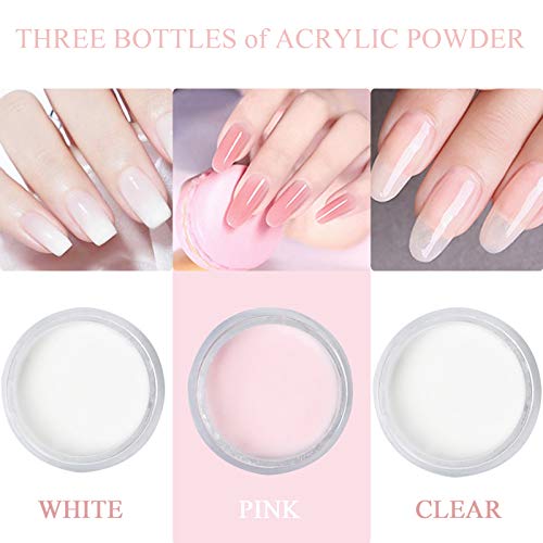 Acrylic Nails Acrylic Powder and Liquid Set Liquid Monomer Acrylic Clear Acrylic Powder Nail Extension 3D Carving Nail Acrylic Nail Professionals Nail Kit for Beginners