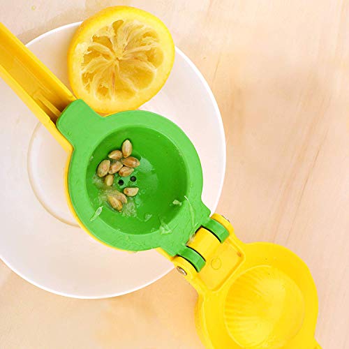XelparucTS Lemon Lime Squeezer - Premium Quality Metal Manual Citrus Press Juicer Citrus Juicer Aluminum Lime Squeezer Yellow