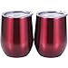 Skylety 12 oz Double-insulated Stemless Glass, Stainless Steel Tumbler Cup with Lids for Wine, Coffee, Drinks, Champagne, Cocktails, 2 Sets (Purple Red)