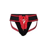 Men's Lingerie Hot Jockstrap with Big Crochet Bulge Pouch Size M, Red