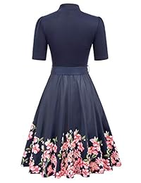 CURLBIUTY - Vestido de cóctel con cuello alto y manga media para mujer