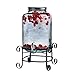 Style Setter Main Street 210263-GB 3 Gallon Glass Beverage Drink Dispenser with Galvanized Lid & Metal Stand, 11x18, Clear