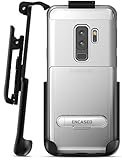 Samsung Galaxy S9 Plus Clear Case with Holster, Encased [Reveal Series] Slim Fit Transparent Cover with Metallic and Kickstand Outer Frame for Samsung Galaxy S9+ (2018 Release) Crystal Silver