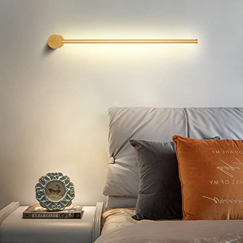 Sunsign iluminación for Pared de tira larga de luz de pared lineal LED moderna, Diseño creativo giratorio Fondo de la sala de estar Dormitorio Cabecera de cama lámpara de pared interior (60CM-Gold)