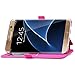 S7 Edge Case, Galaxy S7 Edge Case, ArtMine Quilted Plain Color Window View Function PU Leather Flip Folio Book Style Card Slots Kickstand Wallet Phone Case for Samsung Galaxy S7 Edge -Hot Pink