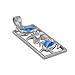 Sterling Silver Synthetic Blue Opal Vertical Turtle and Plumeria Pendant Necklace, 16+2
