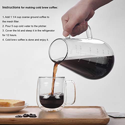 BNUNWISH Cold Brew Coffee Maker Iced Tea Pitcher Infuser with Airtight