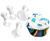 FOUR-C Cake Decorating Supplies Square Plunger Cutters Gumpaste Cutters for Cupcake Design Color White