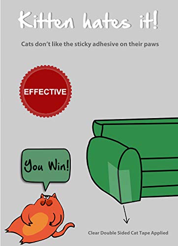 Jxselect Anti-Scratch Cat Training Tape, 4" x 30 Yards Double Sided Tape for Cats Scratching - Cat Scratch Tape for Furniture Clear