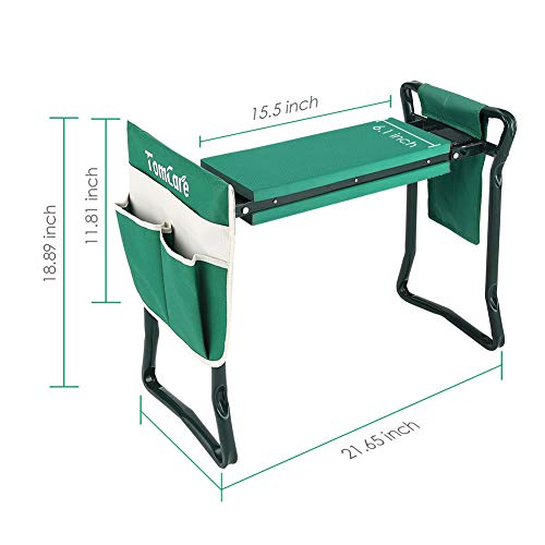 TomCare Garden Kneeler Seat Garden Bench Garden Stools Foldable Stool with Tool Bag Pouch EVA Foam Pad Outdoor Portable… - Image 5