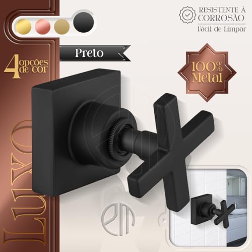 Acabamento Registro Quadrado Cruzeta Preto Chuveiro Padrão Deca