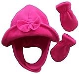 N'Ice Caps Baby Girls/Toddlers 2 Ply Micro Fleece Brim Hat and Mitten Set