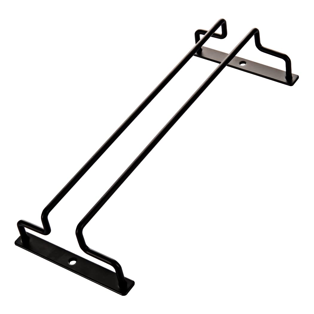 Dianoo 27.5cm Black Wine Glass Rack Under Cabinet, Wine Glasses Storage Hanger, Hanging Stemware Rack For Bar Dining Room, 1 row