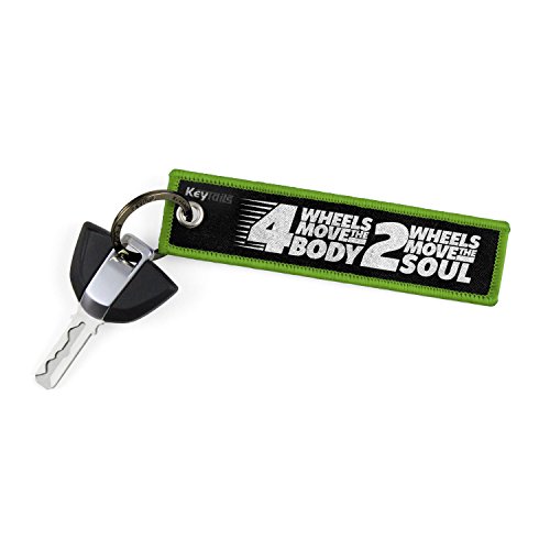 KEYTAILS Keychains, Premium Quality Key Tag Motorcycle, Scooter, ATV, UTV [4 Wheels Move The Body, 2 Wheels Move The Soul]