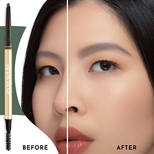 Browluxe Eyebrow Pencil, Smudge Proof Mechanical Pencil With Spoolie Eyebrow Brush For Flawless