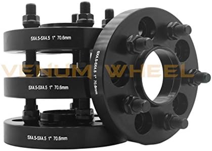 Full Set 2015-2018 Mustang GT 5.0 Black Hubcentric(70.5mm) Wheel Adapters 5x4.5" (5x114.3mm) 14x1.5 Thread Pitch 1"(25MM) Thick Spacer+ Free Thread Locker