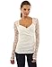 PattyBoutik Women's Sweetheart Floral Lace Long Sleeve Blouse (Ivory L)
