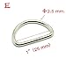 sacoora Metal D Ring 1 inch Non Welded Nickel Plated Pack of 25