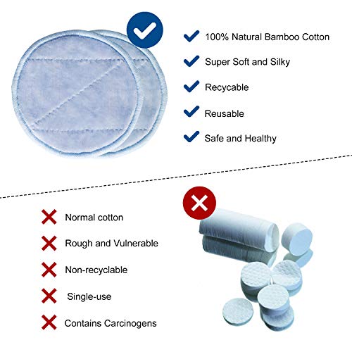 Nipoo 16 Pack Reusable Makeup Remover Pads - Ultra Soft&Skin-friendly - 2 Layers Natural Bamboo Reusable Cotton Pads Rounds for Face With Laundry Bag - Wipe Face Eye Makeup and Apply Cleansing Toner - Thumbnail 5