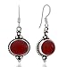 925 Sterling Silver Carnelian Gemstone Indian Inspired Vintage Oval Dangle Hook Earrings 1.5