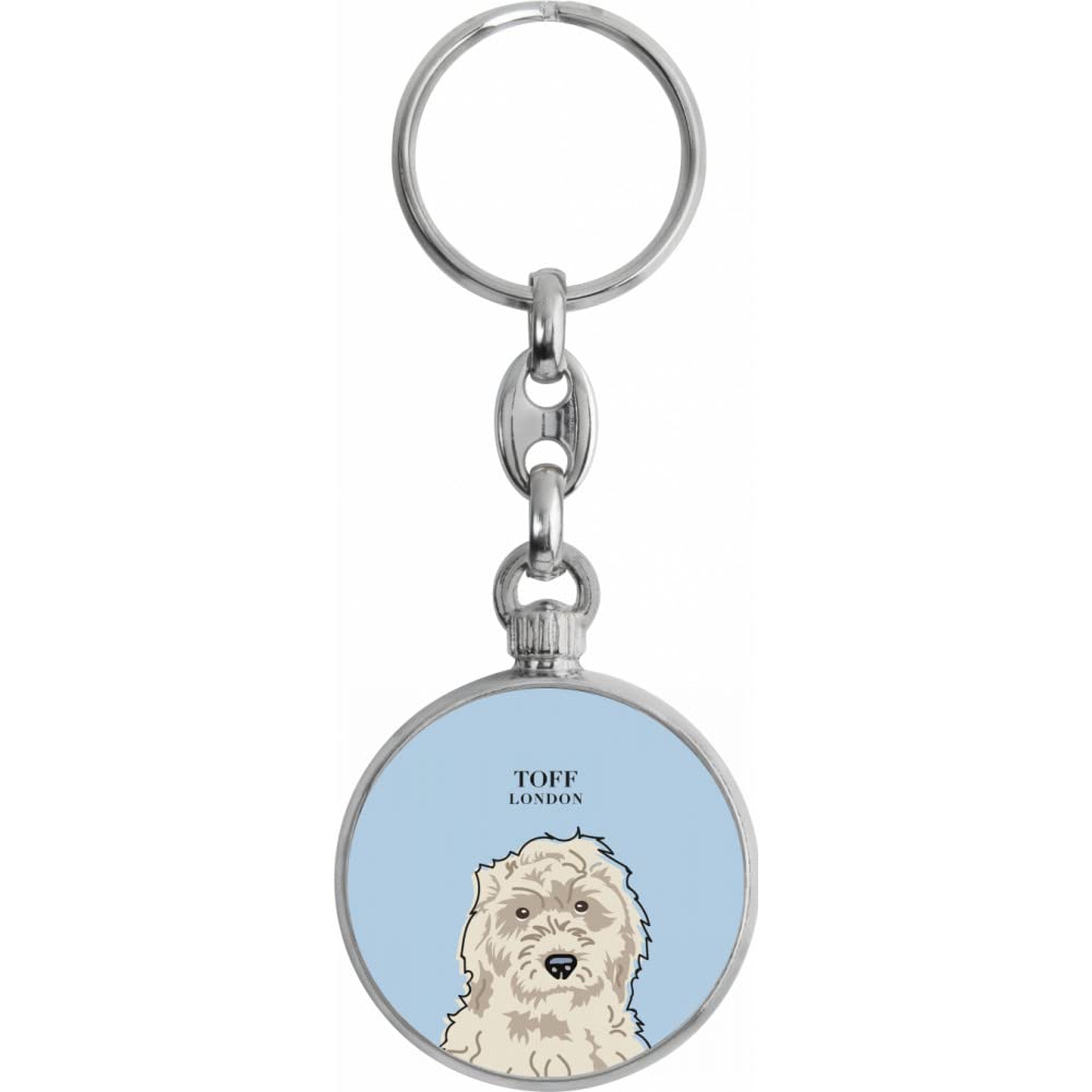Toff London White Cockapoo Dog Head Keyring