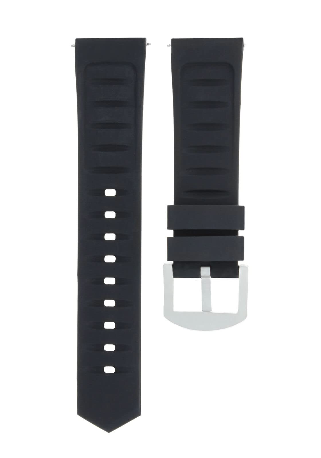 Ewatchparts 21mm Rubber Band Strap Compatible With Tag Heuer Aquaracer Calibre 5 WAJ2110 Automatic Black