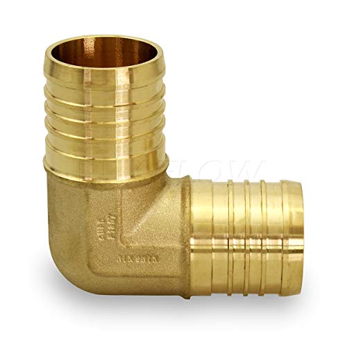 Pexflow PXLN0100-10 PEX X PEX 90 Degree Elbow Barb Pipe Fitting 1" Brass (pack of 10)