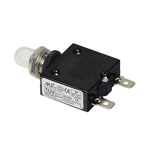 Monster Motion 32VDC 125/250VAC Push-Button Reset Circuit Breaker with 1/4" Tab Terminals (7 Amp)