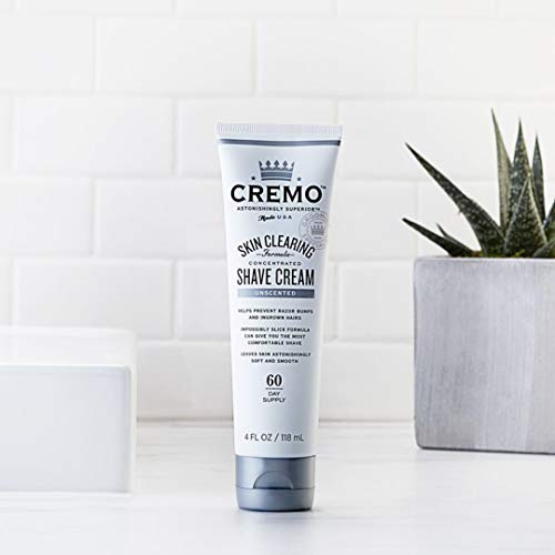 Cremo Unscented Shave Cream With Skin Clearing Formula, Helps Prevent