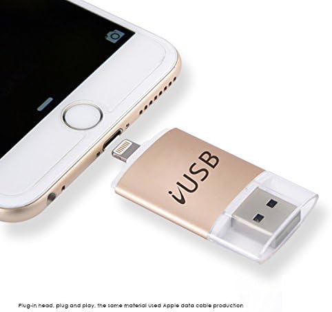 [ 128GB ] iUSB Flash Drive Fat32 exFAT External Storage USB Disk for Mac iPad iPod Computer iPhone 6 plus 6s 7 (Gold)