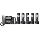 Panasonic KX-TG9582B + 3 KX-TGA950B Corded/Cordless Combination Telephone 2-Line DECT 6.0 System