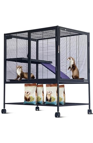 Small Animal Cage 36 Inch – 2 Tier Large Ferret Cage with Removable Ramps, Hamm…