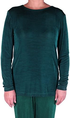Calison Women's Acetate Slinky Jewel Neck Long Sleeve Made in USA Green XL