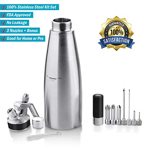 ZOEMO All Metal Steel Whipped Cream Dispenser 1 Quart Professional