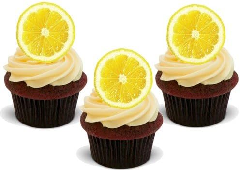 Lemon Slice (Great for on Lemon Cupcakes!) 12 Edible Standup Premium Wafer Cake Toppers