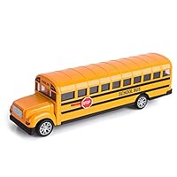 Think Wing School Bus Toy for Toddlers, 8.5 inch Die Cast Pull Back Cars Yellow Bus Play Vehicles with Pull Back Mechanism and Open Doors