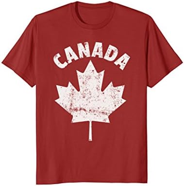 Mens FLAG OF CANADA Red White Fun Cool Canadian T-Shirt 2XL Cranberry