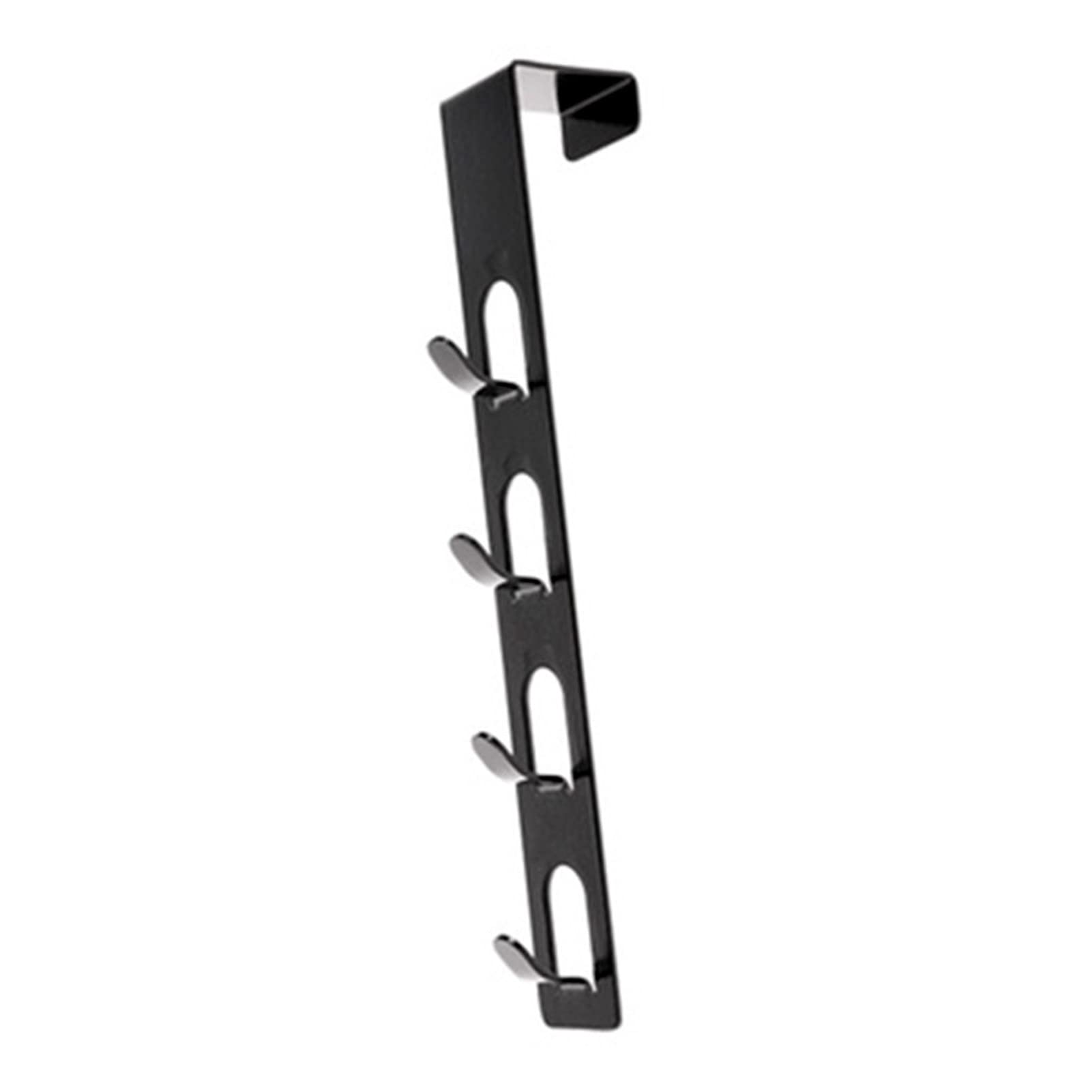 Over The Door Hooks, Space-Saving Vertical Metal Hanger with 4 Hooks, Black Bathroom Door Towel Rack for Kitchen Closet Office Home Use