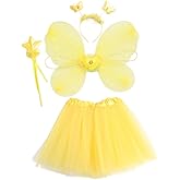 PRETYZOOM Butterfly Wings Set with Fairy Gauze Skirt Flared Tutu Dress up Accessory for Girls Dance Performance Party Costume