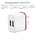 OKRAY 3 Pack 2A 10W Colorful Portable Dual USB Travel Wall Home Charger Power Adapter Plug for iPhone SE 6s Plus, iPad Air, Samsung Galaxy Note, Android, HTC, Google Nexus, Nokia(Blue Hot Pink Rose)