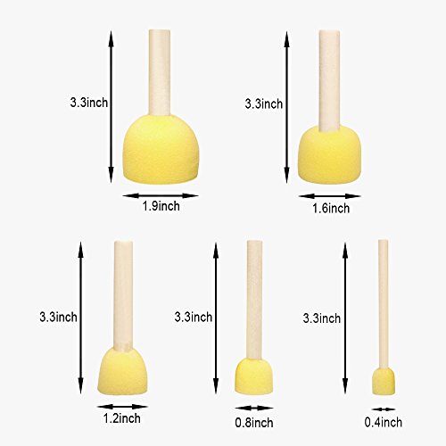 30 Pcs Round Paint Foam Sponge Painting Brushes Set Assorted Size with Wooden Handle Sponge Stippler Set/Drawing Tools For Kids, DIY Crafts (5 Size)