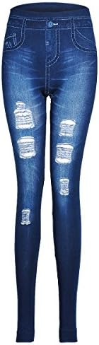 Ezclassy Retro Sexy Slim Seamless Hollow Out Denim Jeans Leggings Pants (Style 2)