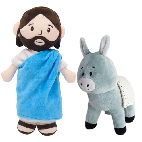 Firecos Jesus and Donkey Plush Toy, Stuffed Soft Christ Religious Doll, Cute Bedtime Companion for Children, Christening Easter Gifts โ image 1