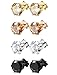 ORAZIO 4 Pairs Stainless Steel Women Stud Earrings Mens Ear Piercing Cubic Zirconia Earrings 6mm