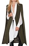 Diffyou Women's Unique Open Front Pocket Cloak Trench Coat Army Green