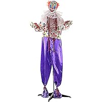 Haunted Hill Farm 65-in. Animated Scary Talking Clown Prop | Flashing Red Eyes | Indoor or Covered Outdoor Halloween Decoration | Battery-Operated | HHCLOWN-1FLA Haunted Hill Farm 65-in. Animated Scary Talking Clown Prop | Flashing Red Eyes | Indoor or Covered Outdoor Halloween Decoration | Battery-Operated | HHCLOWN-1FLA