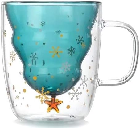 Amazon マグカップ コップ ダブルウォールグラス 蓋付き耐熱 保温保冷力抜群 熱傷防止 クリスマスの星を望むカップ カバーなし カップ マグ ソーサー オンライン通販