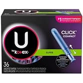 U by Kotex Click Compact Tampons, Super Absorbency, Unscented, 36 Count