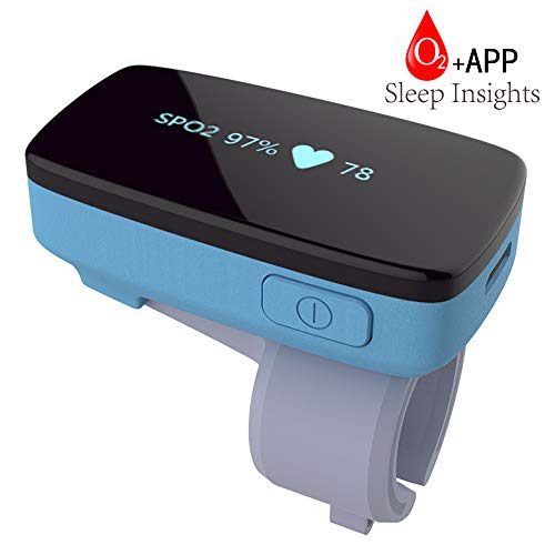 Sleep Oxygen Monitor, O2 Tracker w Vibration Notification of Low Oxygen and Snore, Record Oxygen Saturation Level & Heart Rate Overnight for Sleep Aid, Check Report Trend in App