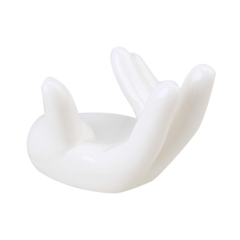 Yibuy White Porcelain Ocarina Display Accessories Ocarina Ceramic Hand Stand for Music Lovers